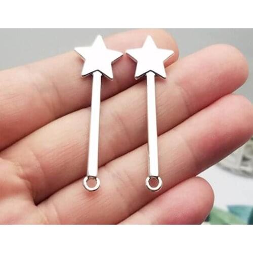 20pcs/lot--47x14mm, star chams, Antique silver plated Magic wand charms,DIY supplies, Jewelry accessories