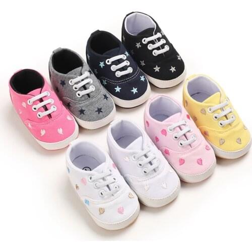 2021 Canvas Newborn Infant Baby Girls Floral Soft Soled Non-slip Crib Shoes First Walker Anti-slip Sneakers