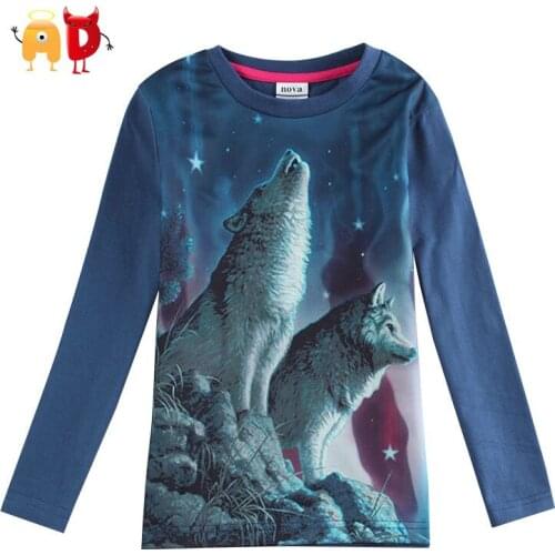 AD Spring Boys T-shirts Full Sleeve 3D Print Dark Blue Kids Clothes Childrens Top