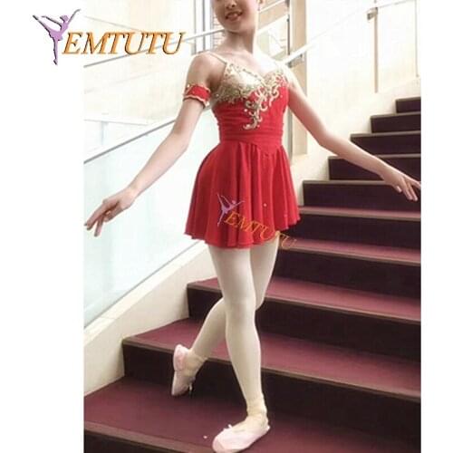 Don Quixote Variation Professional Ballet Costume Red Gold Diana And Acteon Ballet Dress Custom Made Cupid Ballet Solo Costume