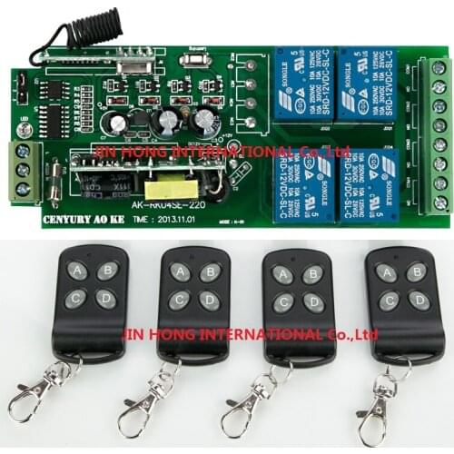 85v~260V 4CH RF Wireless Remote Control Relay Switch Security System Garage Doors, Rolling Gate Electric Doors FR shipping