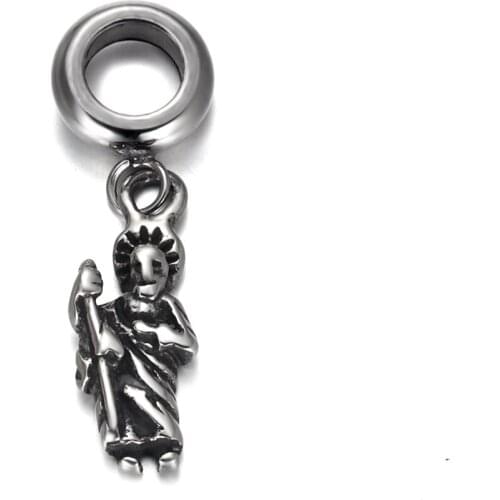 316L Stainless Steel Spacer Bail Beads with Jesus Charms 5mm Hole Polished Metal Charm Accessories DIY Bracelet Jewelry Making