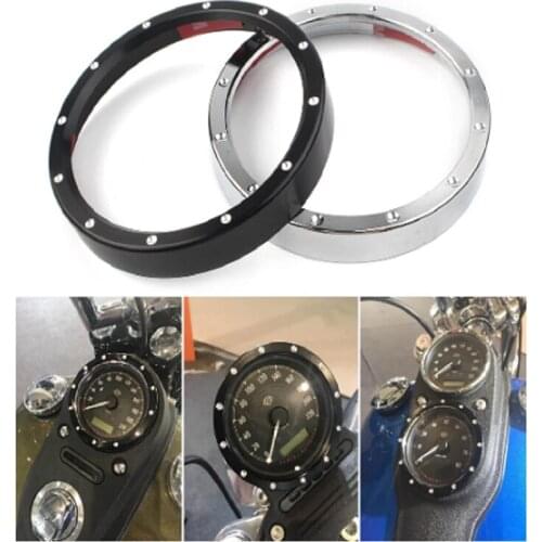 Black/Chrome Motorcycle Speedometer Gauge Bezel Trim Ring CNC Instrument Cover for Harley Sportster 883 1200 Dyna Softail