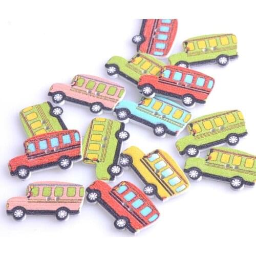 50pcs/lot Painted Car Wooden Buttons Mixed Sewing Decorative Scrapbooking 18x30mm MT0632