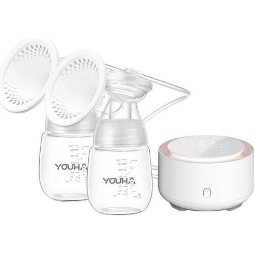 YOUHA Double Bilateral Electric Breast Pump Milker Suction 3 Modes 9 Suction Levels Automatic Massage Postpartum Milk Maker