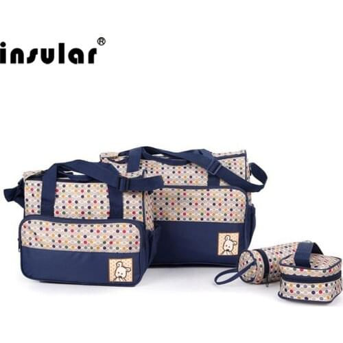 Insular 5PCS/Set High Quality Nylon baby diaper bags Multi-function large capacity Mummy bag aslant baby backpack diaper bags