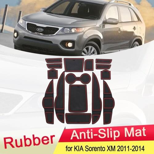 For KIA Sorento XM 2011 2012 2013 2014 Rubber Anti-slip Mat Door Groove Cup pad Gate slot Coaster Interior Car Accessories 15Pcs
