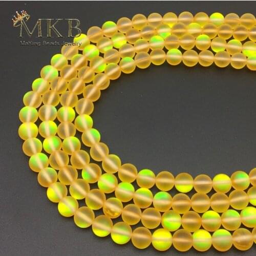 Dull Polish Matte Yellow Austria Crystal Beads Frost Moonstone Round Beads For Jewelry Making 6 8 10 12mm Fit Diy Bracelet