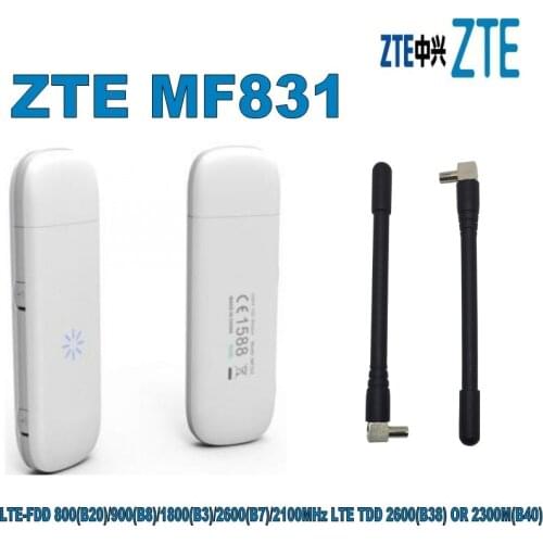 Hot Selling ZTE MF831 4G Dongle 2 External Antenna Port LTE USB Modem plus 2pcs 4g antenna