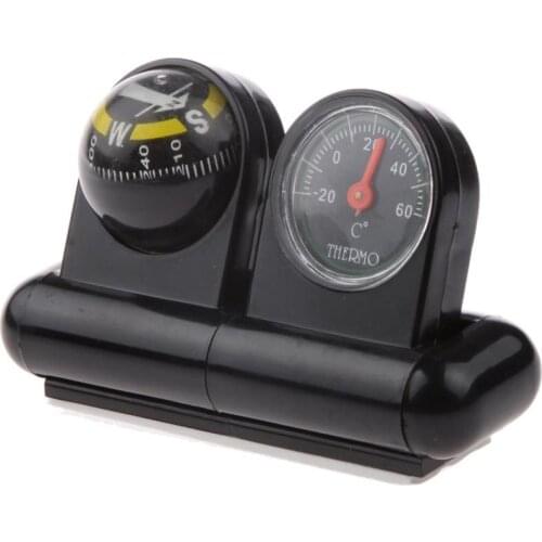 MagiDeal Adjustable 2 In 1 Outdoor Travel Car Compass Thermometer Boat Truck Hiking Hunting Mini Tool Direction Guide Accessory