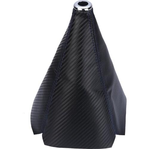 Mayitr 1pcs Blue Carbon Style Leather Manual Gear Shift Knob Boot Cover Gaiter Universal For Most Car