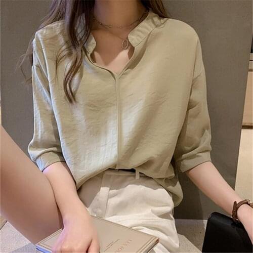 Sweet Women Summer Plain Blouse Unique Design Loose Casual Short Sleeve Tops Trend Korean College Student Chiffon Shirt