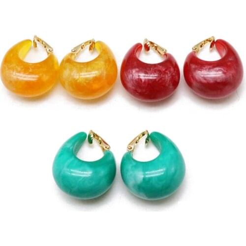 Sweet Color Resin Cute Elegant Clip Earring