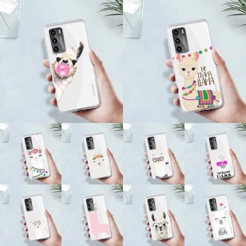 Kawaii Cute Llama Alpaca Phone Case Transparent For Huawei 8 7 6 5 4 3 2 pro SE i E Soft TPU Clear Mobile Bags Coque shell funda