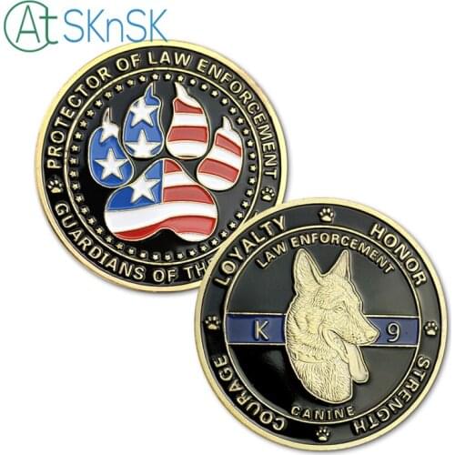 US coins Protector of Law Enforcement Guardians of Night Police dog K9 American Flag Paw Challenge Coin Heroes Souvenir coins