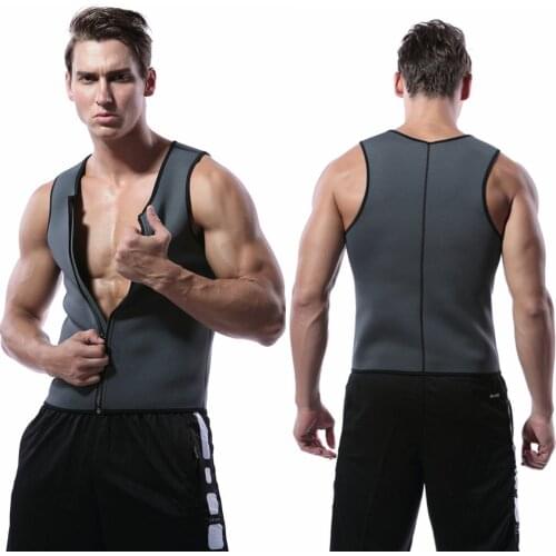 Mens Sweat Vest Zipper Slimming Body Shaper Men Fat Burning Man Shaperwear Tank Top Thermo Slimming Sauna Workout Neoprene Vest