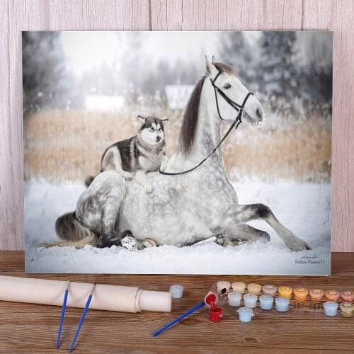 Animal Dog Husky DIY Paint By Numbers Kit Oil Paints 50*70 Oil Painting Home Decoration Crafts Adults Wall Art Wholesale