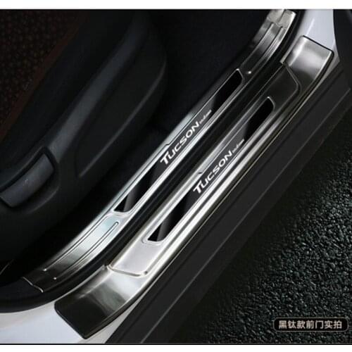 Stainless steel door pulls sill auto accessories welcome pedal for hyundai Tucson 2015 to 2018 wear plates Car styling