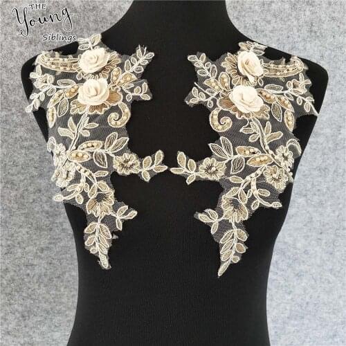 New arrive Craft collar Venise Pearl Floral Embroidered Applique Trim Decorated Lace Neckline Collar Sewing clothing Accessory