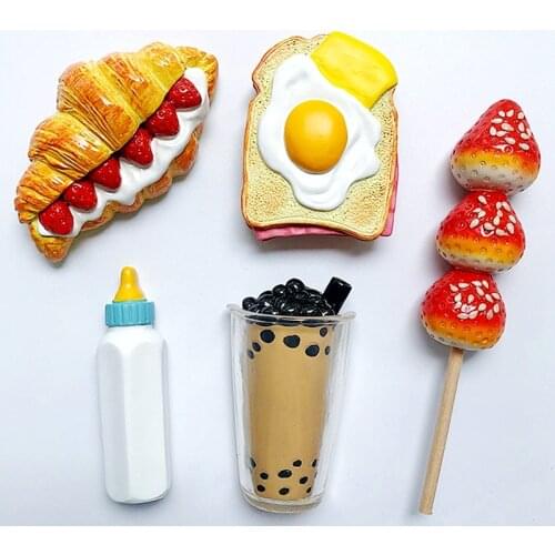 New Strawberry Candied Haws Egg Bread Milk Bottle 3D Fridge Magnets Tourism Souvenirs Refrigerator Magnetic Stickers Gift