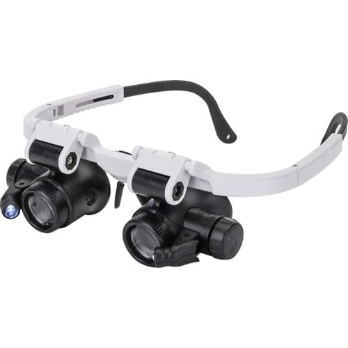 8X/15X/23X Lens Magnifier Glasses Loupes with 2 LED Light Portable Magnifying Eyewear for Reading Jewelers Watchmaker Repairing
