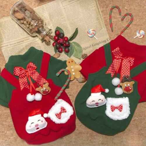 Pet clothing fall winter Dog cat Christmas Cloth Costume thickened Plush Christmas Decoration Clothing