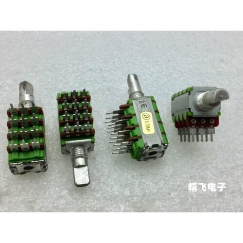 Original new 100% RK12 precision potentiometer quadruple B100K*4 axis length 15mm four channel (SWITCH)