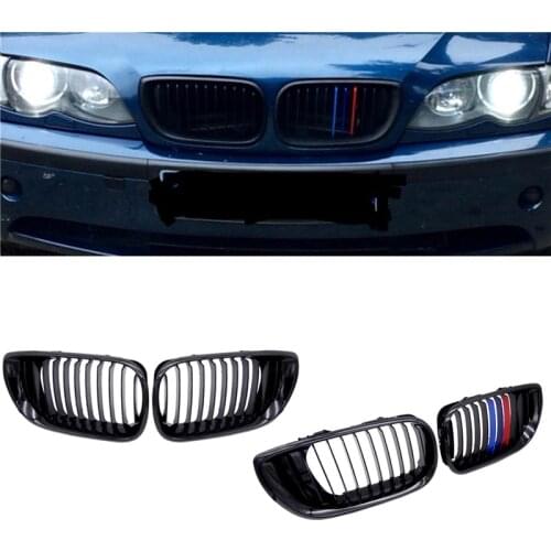 JIUWAN 1Pair Front Kidney Grille Car Racing Grills M color 1Line for BMW 3 Series E46 4 Doors 02-05 318I 320I 325I 330I