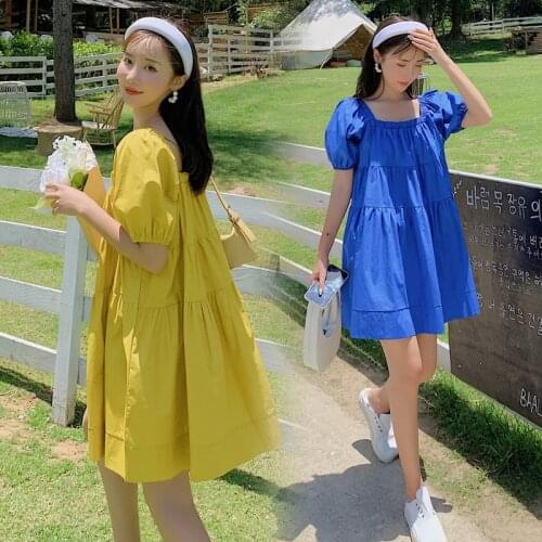 8152# Maternity Dress Summer Cotton fashionable Solid Color Short Sleeve Loose Stylish Dress for Pregnant Women Mom Dress