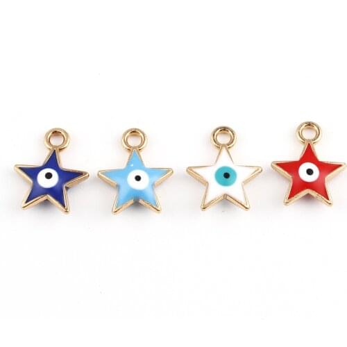 Zinc Based Alloy Galaxy Charms Pendants Star Gold Color Evil Eye Enamel Charms For Jewelry Making DIY Findings 14mm x 11mm,10 PC