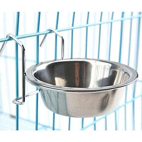 Hanging Pet Bowl Stationary Dog Cage Bowls Stainless Steel Dog Cat Food Bowls Durable Puppy Kitten Feeder Water Travel Container