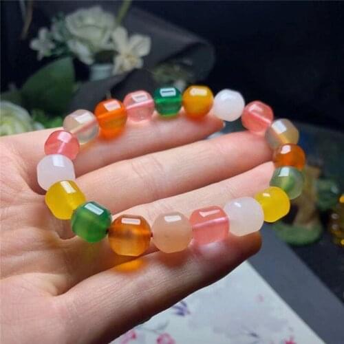 Natural Colorful Chalcedony Beads Bracelet For gemstone Making Diy Necklace Charm gifts