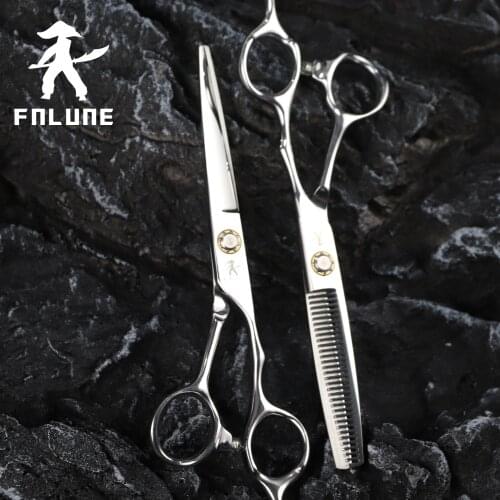 FnLune 6.0 Inch 440C Professional Hair Salon Scissors Cut Barber Accessories Haircut Thinning Shear Hairdressing Tools Scissors