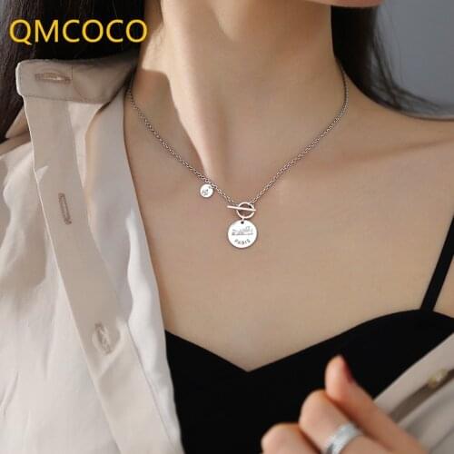 Korean Style INS Fashion Round-Shape Letter Pendant Chain For 2021 New Style Personality Design 925 Silver Trend Sweater Chain