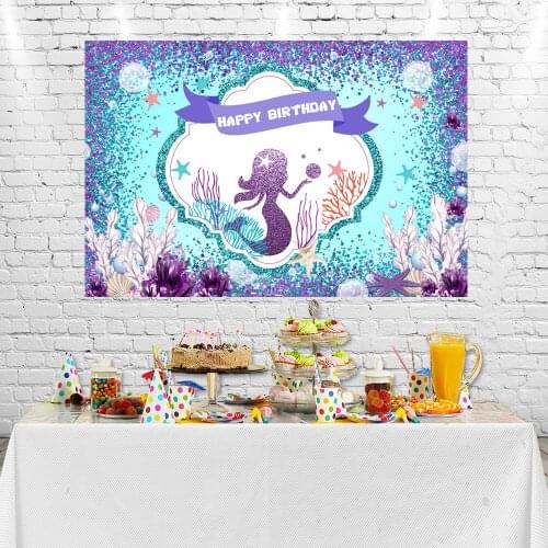 Sensfun Mermaid Backdrops For Photo Studio Cartoon Happy Birthday Party Photography Background Kids Banner