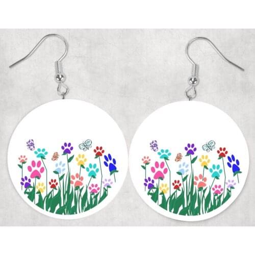 Faux Leather Earrings Best Friends Pet Dog Paw Heart Teardrop Valentines Day Gifts