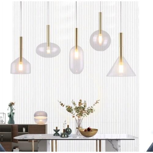 Nordic designer Aluminum tube glass pendant lights for dining room kitchen 1.8m suspension line led luminaire indoor fixtures