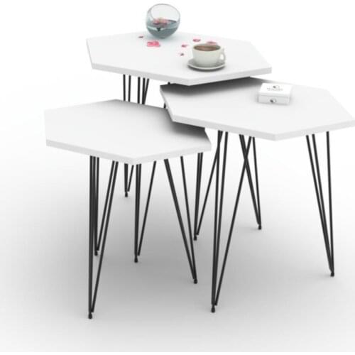 Modern Zigon Coffee Table Hedvige Cvz 3 Pcs (50*55*35-45*50*30-40*45*25) hexagonal coffe table
