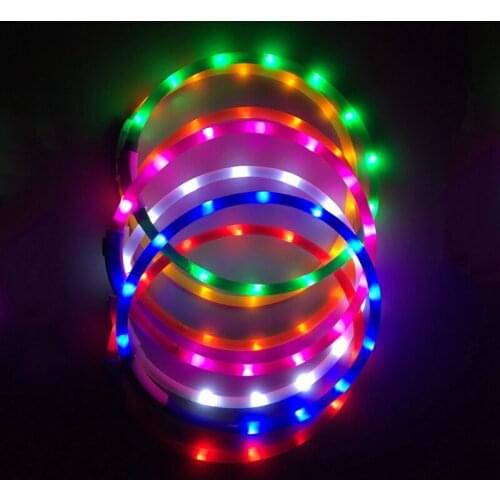Pet LED Light Dogs Cats USB Rechargeable Flashing Night Collars Luminous Glowing Teddy Flash Collar
