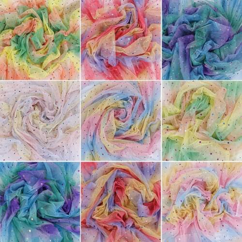 1M Rainbow Star Moon Tulle Ribbon for DIY Handmade Craft Hair Ornament Baking Decoration Mesh Fabric Skirt Supplies