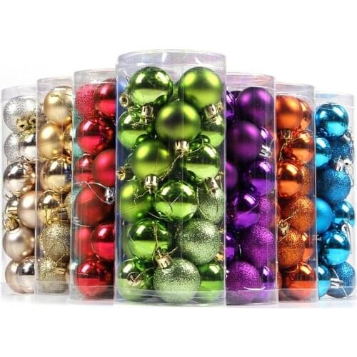 24Pcs 4/6/8cm Colorful Christmas Ball Ornament Baubles Xmas Tree Window Hanging Decor Festival Party Supplies Accessories