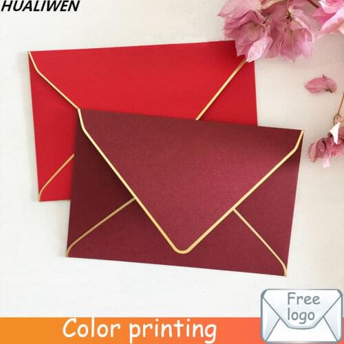 Red wine red texture bronzing gold rim ceremony wedding business banquet envelope envelope invitation letter shell