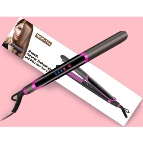 2 in 1 Hair Straightener Gold Flat Iron Hair Straightener Salon Comb Ceramic Steam Cordless Hot Comb Wide Plate Hair Curler