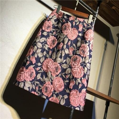 Floral Skirt Womens Summer Midi Length Tube Hong Kong Style Lady Skirt 2021 New Style High Waist A-line Skirts Mujer