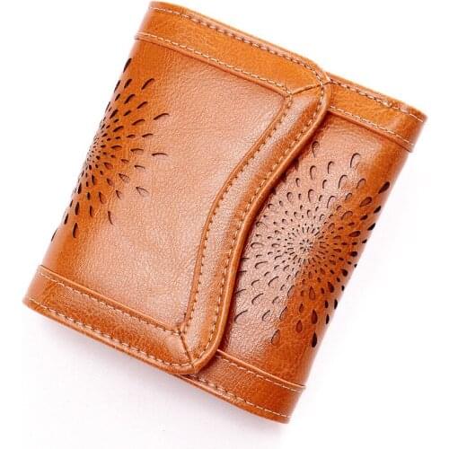 100% Genuine Leather Women Wallets Luxury Brand 2020 New Design High Quality Fashion Girls Purse Card Holder Short Wallet Clutch