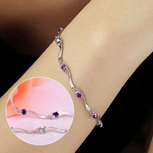 Women Fashion Bracelet Zircon Inlaid Charm Jewelry Adjustable Bangle Party Gift