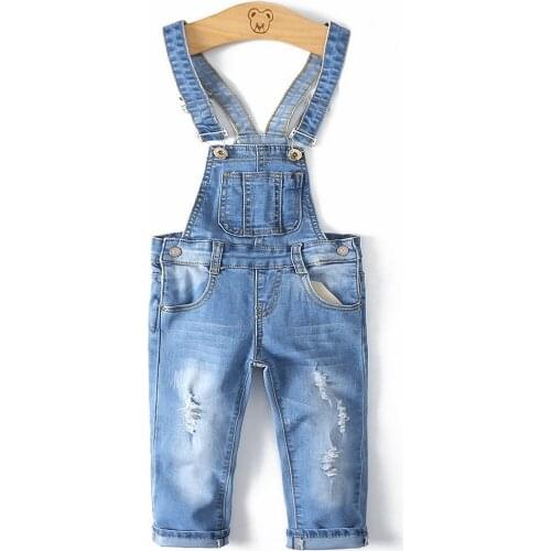 2-8T Spring Kids Overalls Slim Trousers Boys Girls Suspender Bib Denim Pants Kids Jeans Jumpsuit Clothes Children Clothing