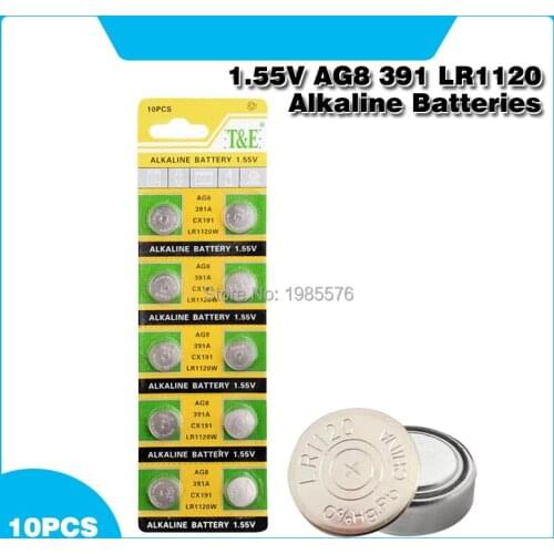 10pcs AG8 391 533 553 609 LR1120 D381 GP391 SB-AS GS8 SR1120W SR55 TR1120 Alkaline Coin Cell Button Batteries For Watch