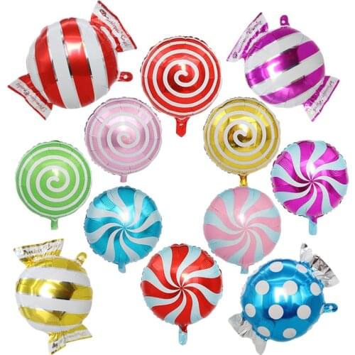 12pcs Colorful Candy Foil Balloons Set Pink Round Lollipop Balloon Birthday Wedding Party Decoration Baby Shower Decor Kid Ball