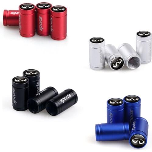 4pcs Car Styling Sports Emblem Wheel Tire Valves Tyre Air Caps Case For Infiniti FX35 Q50 Q30 ESQ QX50 QX60 QX70 EX Accessories
